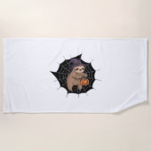 Serviette De Plage Fun Halloween Sloth éffrayant - Joli Trick-or-Trea (Devant)