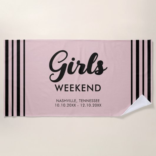 Serviette De Plage Fun Matching Girls Week-end Voyage Destination (Devant)