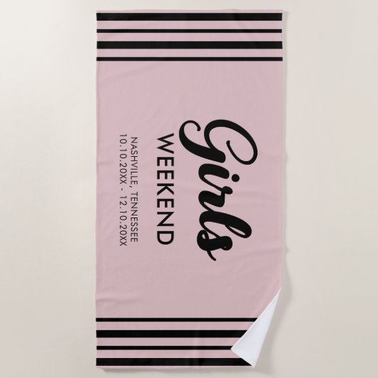 Serviette De Plage Fun Matching Girls Week-end Voyage Destination (Devant)