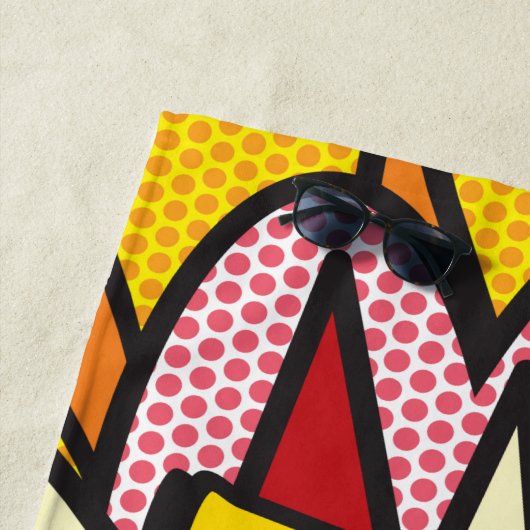 Serviette De Plage Fun Modern Typographic Comic Book POP tendance (En situation)