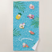 Serviette De Plage Fun Nom personnalisé Tropical Summer Pool Flottes (Devant)
