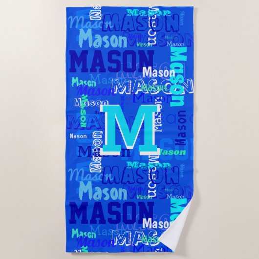 Serviette De Plage Fun Personalized and Monogrammed Boy's (Devant)