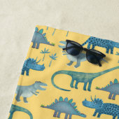 Serviette De Plage Fun Personalized Name Dinosaur Pattern (En situation)