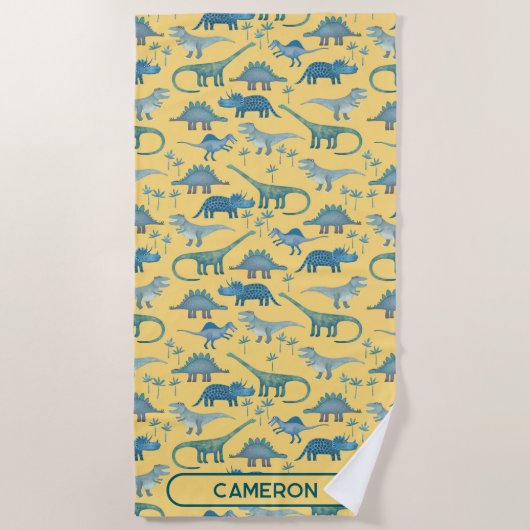 Serviette De Plage Fun Personalized Name Dinosaur Pattern (Devant)