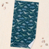Serviette De Plage Fun Personalized Name Dinosaur Pattern