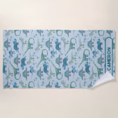 Serviette De Plage Fun Personalized Name Dinosaur Pattern (Devant)