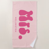 Serviette De Plage Fun Retro Rose Mme Mariée (Devant)
