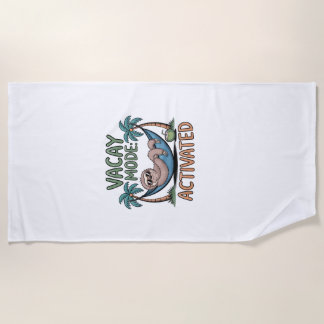 Serviette De Plage Fun sloth Mode Vacances Activé Vacances chill vi
