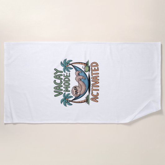 Serviette De Plage Fun sloth Mode Vacances Activé Vacances chill vi (Devant)