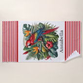 Serviette De Plage Fun Tropical parrot lovers (Devant)