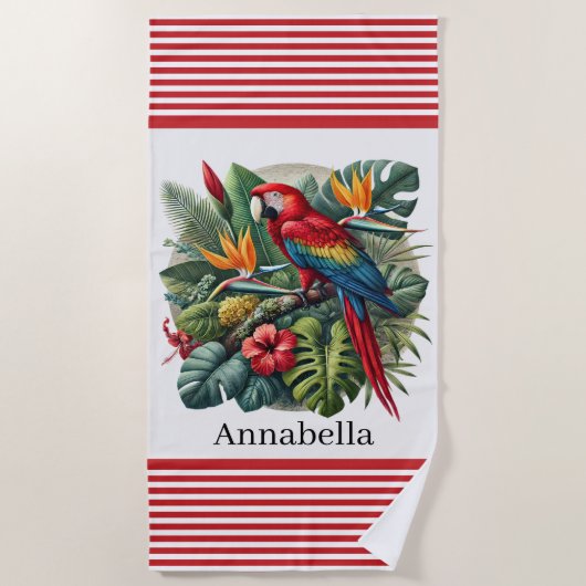 Serviette De Plage Fun Tropical parrot lovers (Devant)