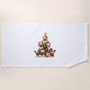 Serviette De Plage Funky French Bulldog Christmas Tree Snowflakes San
