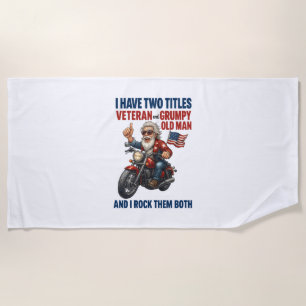 Serviette De Plage Funky Grumpy Vieux Homme Vétérinaire Moto