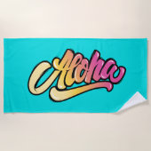 Serviette De Plage Funky Modern Aqua Blue Hawaiian Aloha (Devant)