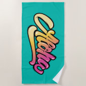 Serviette De Plage Funky Modern Topaz | Plage Aloha Turquoise foncée (Devant)