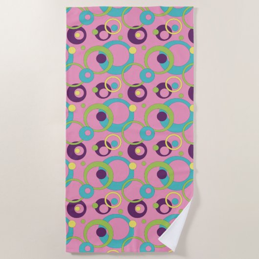 Serviette de plage Funky Pink Circles (Devant)