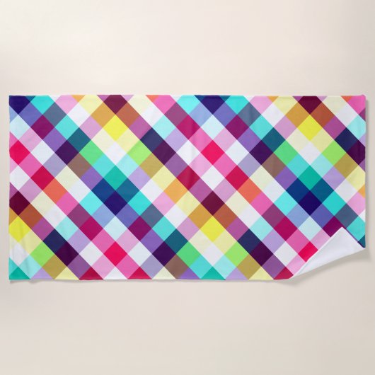 Serviette De Plage Funky Rainbow Plaid Motif Beach Towne (Devant)