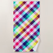 Serviette De Plage Funky Rainbow Plaid Motif Beach Towne (Devant)