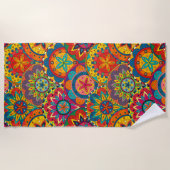 Serviette De Plage Funky Retro couleur Motif Mandala (Devant)