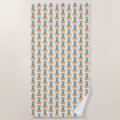 Serviette de plage funky vert pâle jaune ananas (Devant)