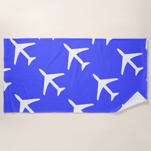Serviette De Plage Funky White Plane Avion Pilote (Devant)