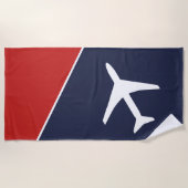 Serviette De Plage Funky White Plane Avion Pilote (Devant)