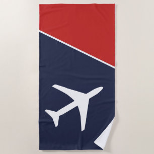 Serviette De Plage Funky White Plane Avion Pilote
