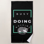 SERVIETTE DE PLAGE FUNNY CHAT BUSY NE FAIT RIEN (Devant)
