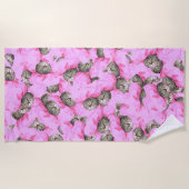 Serviette De Plage Funny Chat rose (Devant)