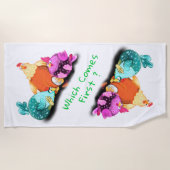 Serviette de plage Funny Chickens - Texte personna (Devant)