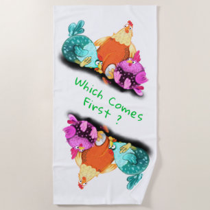 Serviette de plage Funny Chickens - Texte personna