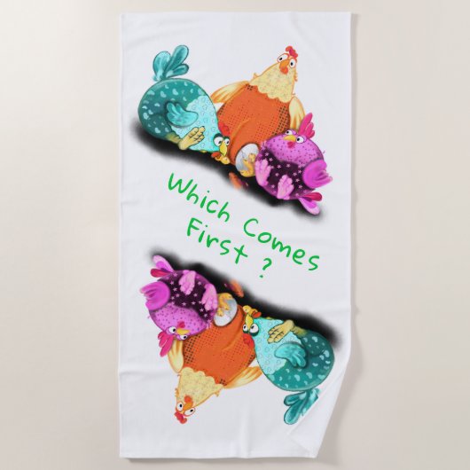 Serviette de plage Funny Chickens - Texte personna (Devant)
