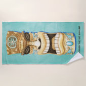 Serviette De Plage Funny Custom Tiki Beach Island Monogramme (Devant)