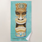 Serviette De Plage Funny Custom Tiki Beach Island Monogramme (Devant)