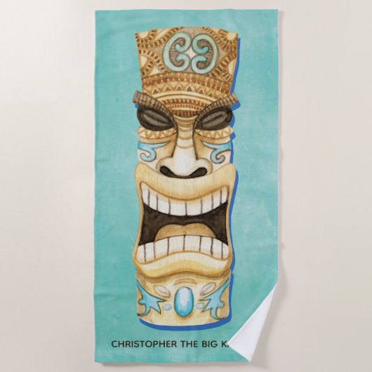 Serviette De Plage Funny Custom Tiki Beach Island Monogramme (Devant)
