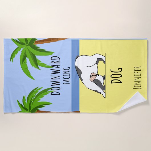 Serviette De Plage Funny Dog Beach Yoga (Devant)