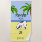 Serviette De Plage Funny Dog Beach Yoga (Devant)