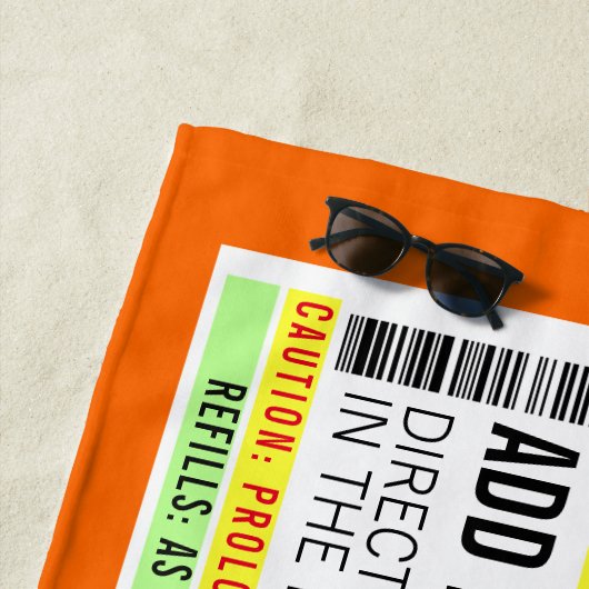 Serviette De Plage Funny Étiquette de prescription (En situation)