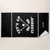 Serviette De Plage Funny Golf Club Humour Modern Golfer Sports Noir (Devant)
