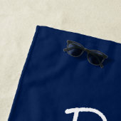 Serviette De Plage Funny Golfer Papa Navy Blue Custom (En situation)