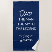 Serviette De Plage Funny Golfer Papa Navy Blue Custom (Devant)