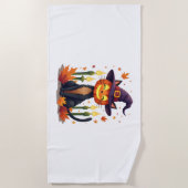 Serviette De Plage Funny Halloween Pumpkin Head Cat Lover (Devant)