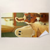 Serviette De Plage Funny Kitten Éffrayant Friend (Devant)