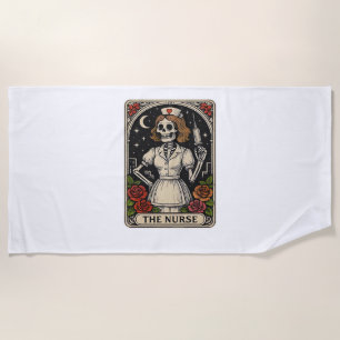 Serviette De Plage Funny Nurse Skeleton Tarot Card Halloween Nurse