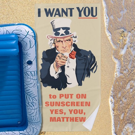 Serviette De Plage Funny Oncle Sam Patriotic Message personnalisé