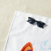 Serviette De Plage Funny Summer Snowman Surfer (En situation)