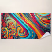 Serviette De Plage Fusion de Vagues de Couleurs – Art Abstrait Modern (Devant)
