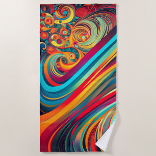 Serviette De Plage Fusion de Vagues de Couleurs – Art Abstrait Modern