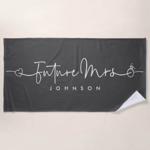 Serviette De Plage Futur Anneau Cardiaque Mme Script Mariage personna