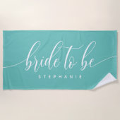Serviette De Plage Futur Mariée Teal Enterrement de Vie de Jeune Fill (Devant)